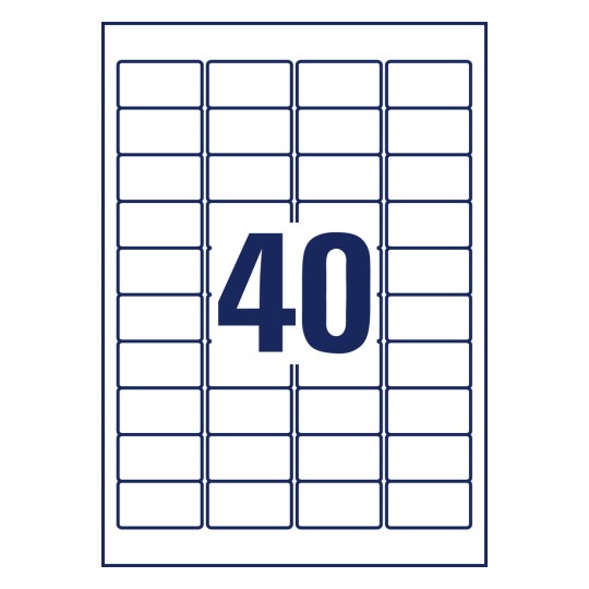 Stansetegning Enkeltark A4, Artikel: L6145-20, Sikkerhedslabels, Format: 45,7 x 25,4 mm, 40 labels/ark?