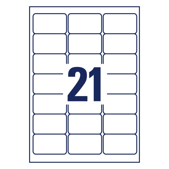Stanse-ark Enkeltark A4, Artikel: L7560-25, Adresse-etiketter, Format: 63,5 x 38,1 mm, 21 etiketter/ark?