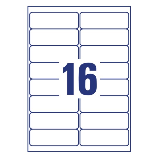 Stansetegning Enkeltside A4, Artikel: L7562-25, Adresse-etiketter, Format: 99,1 x 33,9 mm, 16 etiketter/ark