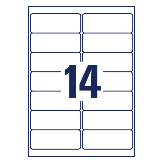 Stansetegning Enkeltark A4, Varenr.: L7563-25, Adresse-etiketter, Format: 99,1 x 38,1 mm, 14 etiketter/ark
