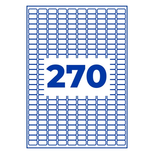 Stansetegning enkeltark A4, Artikel: L7785-25, Transparente etiketter, Format: 17,8 x 10 mm, 270 etiketter/ark?