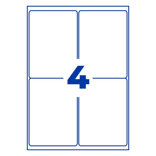 Stansetegning enkeltark A4, Varenr.: L7994-25, Forsendelsesetiketter, Format: 99,1 x 139 mm, 4 etiketter/ark?