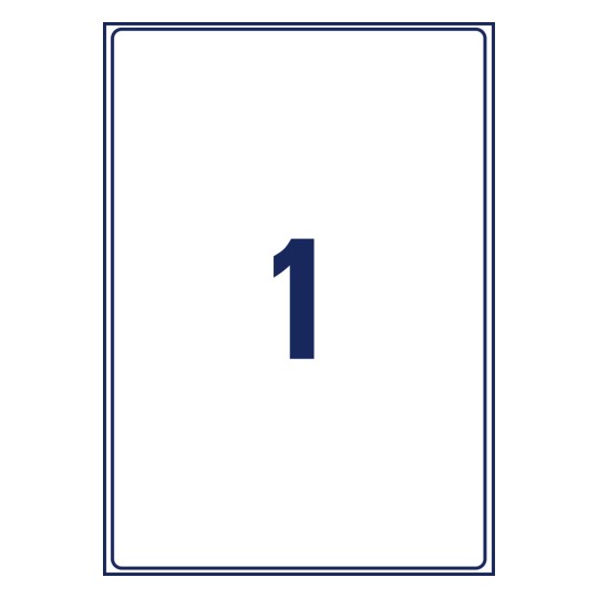 Stansetegning enkeltark A4, Artikel: L7997-25, Forsendelsesetiketter, Format: 199,6 x 289,1 mm, 1 etiket/ark?