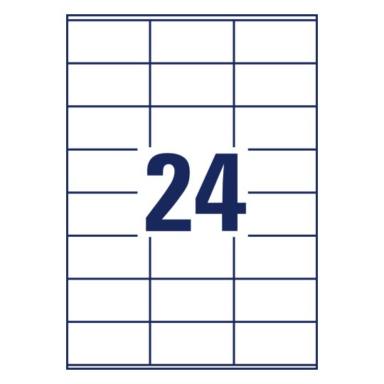 Stansetegning Enkeltside A4, Artikel: LR3475, Genanvendelige Universal-Etiketter, Format: 70 x 36 mm, 24 etiketter/side?