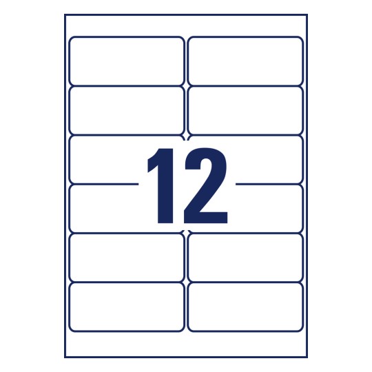 Stanse-tegning enkeltside A4, Artikel: LR7177-100, Genbrug Adressetiketter, Format: 99,1 x 42,3 mm, 12 etiketter/ark.