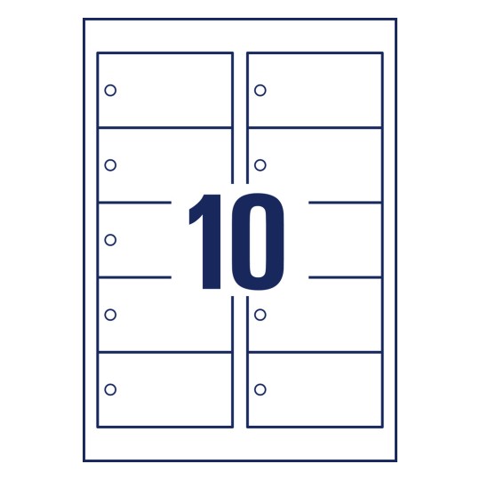 Stansemønster enkeltark, Artikel: T2001-10, Vedhæng, Format: 90 x 50 mm, 10 vedhæng/ark?