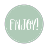 Rund forseglingsetiket med teksten "ENJOY"