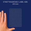 Størrelsessammenligning med hånd, artikel: 3009, et ark markeringspunkter, format: ⌀ 8 mm, farve: sort?