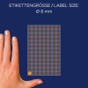 Størrelsessammenligning med hånd, Artikel: 3178, et ark markeringspunkter, Format: ⌀ 8 mm, Farve: neonorange.