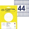 Pakkeillustration med etiketark: Avery Zweckform universaletiketter, artikel: 3320, format: 32 x 10 mm, indhold: 1.144 etiketter / 26 ark, 44 etiketter/ark?