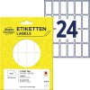 Pakningsbillede med etiketark: Avery Zweckform Universaletiketter, Artikel: 3324, Format: 38 x 18 mm, Indhold: 648 etiketter / 27 ark, 24 etiketter/ark.