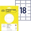 Pakningsbillede med etiketark: Avery Zweckform flerbruksetiketter, artikel: 3325, format: 38 x 24 mm, indhold: 522 etiketter / 29 ark, 18 etiketter/ark.