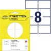 Pakkeillustration med etiketark: Avery Zweckform Multifunktionsetiketter, Artikel: 3337, Format: 54 x 35 mm, Indhold: 224 etiketter / 28 ark, 8 etiketter/ark.