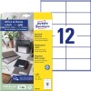 Pakkebillede med etiketark: Avery Zweckform etiketter, hjemmekontor, lillepakke, artikel: 3424-10, format: 105 x 48 mm, printkompatibilitet: Inkjet, laser sort/hvid, farvelaser, indhold: 120 etiketter / 10 ark, 12 etiketter/ark.