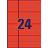 Stansetegning enkeltark A4, Artikel: 3448, Farvede etiketter, Format: 70 x 37 mm, 24 etiketter/ark?