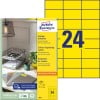Pakkebillede med etiketark: Avery Zweckform Farvede Etiketter, Artikel: 3451, Format: 70 x 37 mm, Printanvendelse: Inkjet, Sort/hvid Laser, Farvelaser, Indhold: 2.400 Etiketter / 100 Ark, 24 Etiketter/Ark
