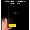 Størrelsessammenligning med hånd, Artikel: 3455, et ark farvede etiketter, Format: 105 x 37 mm, Farve: Gul?
