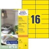 Pakningsbillede med etiketark: Avery Zweckform Farvede Etiketter, Artikel: 3455, Format: 105 x 37 mm, Egnet til printer: Inkjet, sort/hvid laser, farvelaser, Indhold: 1.600 etiketter / 100 ark, 16 etiketter/ark.