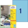 Pakningsbillede med etiketark: Avery Zweckform Farvede Etiketter, Artikel: 3471, Format: 210 x 297 mm, Printeregnet: Inkjet, Laser s/h, Farvelaser, Indhold: 100 etiketter / 100 ark, 1 etiket/ark.