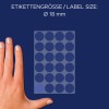 Størrelses sammenligning med hånd, Artikel: 3596, et ark markeringspunkter, Format: ⌀ 18 mm, Farve: Blå?