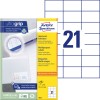 Papkasse med etiketark: Avery Zweckform Universal-etiketter, Artikel: 3652, Format: 70 x 42,3 mm, Printeregnet: Inkjet, Laser s/h, Farvelaser, Indhold: 2.100 etiketter / 100 ark, 21 etiketter/ark