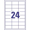 Stansetegning enkeltark A4, Artikel: 3658, Universaletiketter, Format: 64,6 x 33,8 mm, 24 etiketter/ark.