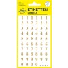 Pakningsbillede: Avery Zweckform bogstaver og tal, artikel: 3728, format: 85 x 160 mm, indhold: 120 klistermærker / 2 ark, 60 klistermærker/ark.