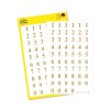 Pakningsbillede med etiketark: Avery Zweckform tal-etiketter, artikel: 3728, format: 85 x 160 mm, indhold: 120 klistermærker / 2 ark, 60 klistermærker/ark.