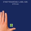Størrelsessammenligning med hånd, artikel: 3858, et ark bedømmelsespunkter, format: ⌀ 19 mm, farve: grøn?