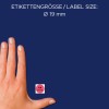 Størrelsessammenligning med hånd, artikel: 3859, et ark bedømmelsespunkter, format: ⌀ 19 mm, farve: rød?