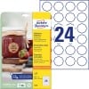 Pakningsbillede med etiketark: Avery Zweckform etiketter i blomsterform, aftagelige, Artikel: 5084, Format: 40,8 x 40,3 mm, Til print: Inkjet, Sort/hvid laser, Farvelaser, Indhold: 240 etiketter / 10 ark, 24 etiketter/ark.