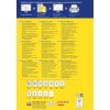 Billedet er en flersproget guide til design og print af etiketter, med instruktioner og tips til brug af Avery multifunktionelle etiketter. Det inkluderer afsnit på tysk, engelsk, fransk, hollandsk, finsk, russisk og polsk, og viser produktspecifikationer.