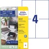 Pakkebillede med etiketark: Avery Zweckform etiketter, Home Office, lille pakke, artikel: 6124, format: 105 x 148 mm, printeregnethed: Inkjet, Laser s/h, Farvelaser, indhold: 40 etiketter / 10 ark, 4 etiketter/ark.