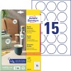 Pakkeillustration med etiketark: Avery Zweckform Runde Etiketten, Artikel: 6225-10, Format: ⌀ 51 mm, Printeregnet til: Inkjet, Laser s/h, Farvelaser, Indhold: 150 etiketter / 10 ark, 15 etiketter/ark?