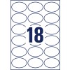 Stansetegning enkeltark A4, Artikel: 6242-10, Ovale etiketter, Format: 63,5 x 42,3 mm, 18 etiketter/ark
