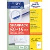Pakningsbillede: Avery Zweckform universal-etiketter, permanent klæbende, artikel: 6604, format: 210 x 148 mm, printeregnet: Inkjet, Laser s/h, Farvelaser, indhold: 130 etiketter / 65 ark, 2 etiketter/ark.