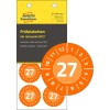 Emballagebillede med inspektionsmærke: Avery Zweckform inspektionsmærker, Artikel: 6946-2027, Format: ⌀ 30 mm, Indhold: 80 inspektionsmærker / 10 ark, 8 inspektionsmærker/ark?