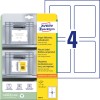 Pakkeillustration med etiketark: Avery Zweckform transportetiketter, Artikel: 8001-5, Format: 120 x 80 mm, Udskrivning: Forudtrykt, Indhold: 20 etiketter / 5 ark, 4 etiketter/ark?