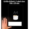 Størrelsessammenligning med hånd, artikel: AS0722480, et ark rulle-etiketter, format: 59 x 190 mm, farve: hvid?