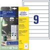 Pakkebillede med kortark: Avery Zweckform mappeindsatsskilte, Hjemmekontor, Lillepakke, Artikel: C32266-10, Format: 30 x 190 mm, Printanvendelse: Inkjet, Laser s/h, Farvelaser, Indhold: 90 stk / 10 ark, 9 stk/ark.