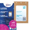 Pakkeillustration med kortark: Avery Zweckform navneskilte-lommer store, Artikel: 4839XL, Format: 105 x 148 mm, Udskrivningsegnet: Sort/hvid laser, farvelaser, inkjet, laser, Indhold: 50 navneskilte / 52 indstikskilte / 13 ark, /ark?