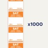Billedet viser aftagelige etiketter med ordet 'LØR' i orange, med oversættelser på forskellige sprog. Det angiver en mængde på 1000.