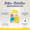 Billedet viser en produktpakke med rulleetiketter, der er kompatible med Dymo LabelWriter. Det fremhæver nøglefunktioner som en penge-tilbage-garanti, mærkekvalitet til en god pris og bæredygtigt papir. Pakken er fra Avery Zweckform og viser en blå etiketrulle samt detaljer om produktet.