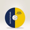 Billedet viser en CD med et tofarvet design. Den venstre halvdel er mørkeblå med ordet 'DATENTRÄGER' trykt i hvidt, mens den højre halvdel er skriggul med logoet 'Avery Zweckform'.
