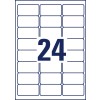 Stansetegning Enkeltark A4, Artikel: J4773-10, Vejrbestandige folie-etiketter, Format: 63,5 x 33,9 mm, 24 etiketter/ark