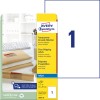 Forpakningsbillede med etiketark: Avery Zweckform Forsendelsesetiketter, Vare: J8567-25, Format: 210 x 297 mm, Printeregnethed: Inkjet, Indhold: 25 etiketter / 25 ark, 1 etiket/ark