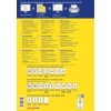 Billedet viser en vejledning til at designe og printe etiketter ved hjælp af Averys produkter, inklusive instruktioner, tips og specifikationer for forskellige etikette-typer på flere sprog.