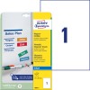 Emballagebillede med etiketark: Avery Zweckform magnetskilte, artikel: J8867-5, format: 210 x 297 mm, printeregnet: Inkjet, indhold: 5 etiketter / 5 ark, 1 etiket/ark.