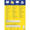 Billedet er en guide til at designe og printe etiketter, med runde etiketter i forskellige størrelser og beskrivelser på flere sprog. Det inkluderer tips, en QR-kode til softwareadgang og kontaktinformation til support.