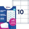 Pakkeillustration med etiketark: Avery Zweckform, Artikel: L4727-20, Indstiksskilte, Format: 54 x 90 mm, Print-egnethed: Inkjet,Farvelaser,Laser s/h,Kopimaskine, Indhold: 200 indstiksskilte / 20 ark, 10 kort/ark?